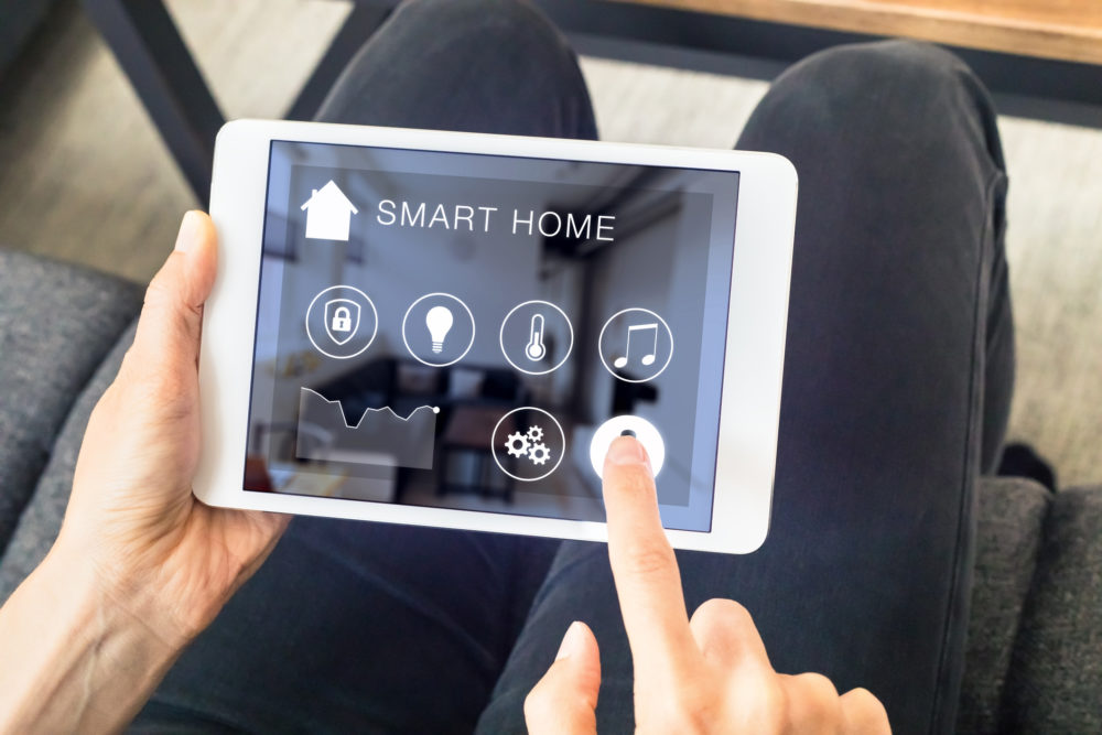 smart home interface on a tablet