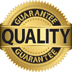 Gold "Quality Guarantee" badge on white background